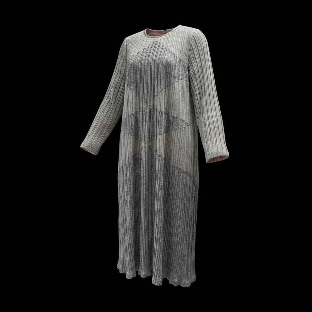 80s Vintage Morton Myles‎ For The Warrens Sz 10 Silver Lame Dress USA EUC - Picture 2 of 16